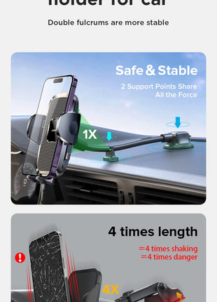 Dashboard Phone Holder for Car【360° Widest View】9in Flexible Long Arm, Universal Handsfree Auto Windshield Air Vent Phone Mount - Riparo82