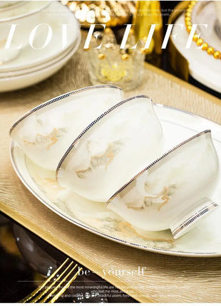 Fai da te 1 PC Jingdezhen piatti a ciotola di fascia alta, stoviglie combinate senza ceramica - riparo82