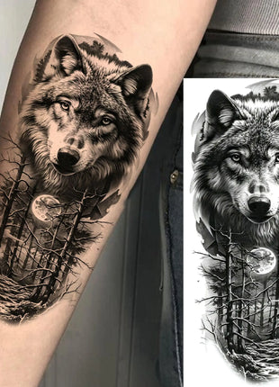 1 Sheet Full Arm Evil Witch Vampire Temporary Tattoos Sleeve Halloween Scary Skull Tatoo Waterproof Horrible Fake Tattoo Sticker - Riparo82