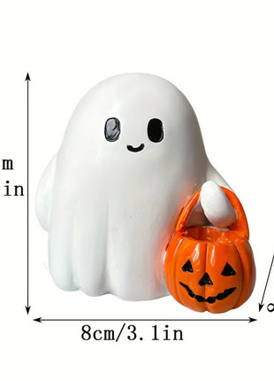 Halloween Desktop Ornament Figurine Ghost Holding Pumpkin Model Statue Tabletop Ornament for Halloween Party Home Decoration Toy - Riparo82