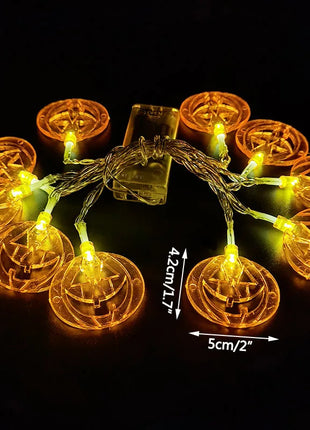 1.5M 10LED Halloween LED Light String Horror Eyeballs Pumpkin Spider Bat Skull Lamp Trick Or Treat Happy Halloween Party Decor - Riparo82