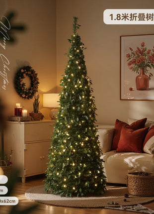 Albero di Natale incandescente Decorazione per albero di Natale artificiale pieghevole Ornamento natalizio floccato per esposizione spaziosa del festival del centro commerciale