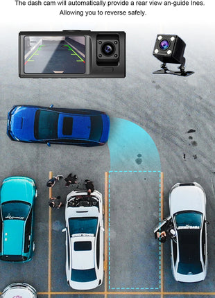 3 Channel Dash Cam for Cars Camera HD 1080P 3-Lens Vehicle Video Recorder Black Box Dual Lens Inside Car DVR Rear View Camera - Riparo82