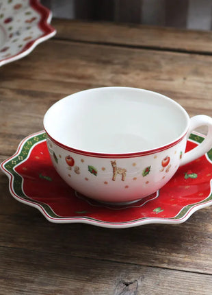 Tesoro tedesco Porcellana dura Giocattolo natalizio Joy Piatto piano multi-angolo Tazza di Natale Piattino Ciotola Candeliere - riparo82