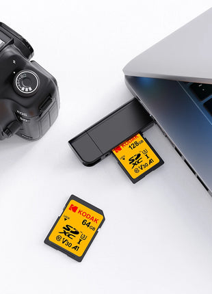 Scheda di memoria SD professionale Kodak Scheda SDHC da 32 GB 128 GB 64 GB SDXC Scheda SD Fotocamera Class10 UHS-I 100 MB/S Capacità effettiva