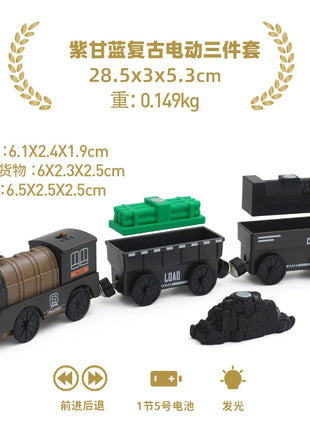 Set di treni elettrici Giocattoli Modello di treno Auto elettrica adatta per ferrovia in legno Pista del treno in legno Regalo di Natale per bambini