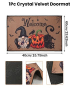 Halloween Crystal Velvet Front Doormat Non Slip Rubber Rug Farmhouse Decor Pumpkin Doormat Trick or Treat Party Supplies - Riparo82