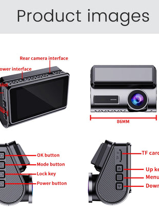 Dash Cam 4K Front and 2.5K Rear Dual Camera GPS WiFi with IMX415 Night Vision 3" Screen APP Control 24H Parking Monitor Tracking - Riparo82