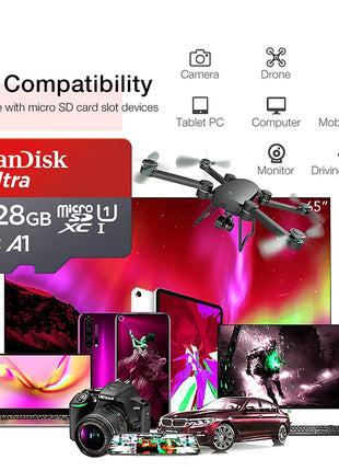 Ultra microsd 128 GB 32 GB 64 GB 256 GB 512 GB A1 Scheda Micro SD SD TF Scheda Flash Scheda di Memoria Classe 10 per il Telefono