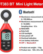 UNI-T Light Meter UT383 UT383BT 200,000 LUX Digital Luxmeter Luminance Lux Fc Test Max Min Illuminometers Photometer