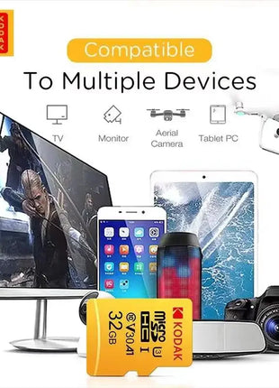 Scheda di memoria MicroSD originale KODAK C10 32GB 64GB Memori Class10 TF Micro SD SDXC 128GB 256GB 512GB A1 U3 V30 4K per fotocamera