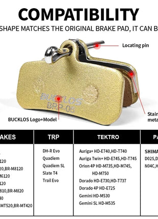BUCKLOS MTB Pastiglie Freno A Disco per SHIMANO D02S Pastiglie Freno Idraulico In Metallo A Base di Rame Pastiglie Freno Per Mountain Bike per M9120 M820 M810