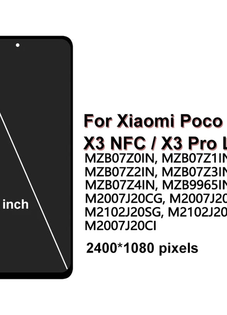 POCO X3 Display Per Xiaomi POCO X3 Display LCD Touch Screen Digitizer Assembly Per POCO X3 Pro NFC LCD M2102J20SG Display - riparo82
