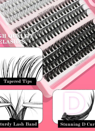 10D/20D/30D Fake Eyelashes Extensions Kit Lash Bond and Seal False Eyelashes Makeup Set DIY Long Lashes Clusters Make up Tool - Riparo82