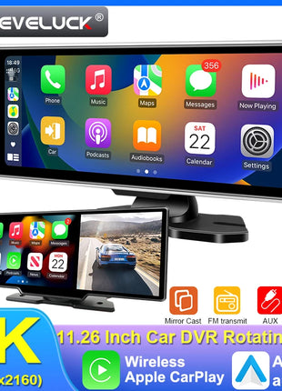 10/11.26 inch Dash Cam 4K Car DVR Wireless Carplay & Android Auto GPS Navigation Video Recorder Dashboard Dual Lens Wifi FM AUX - Riparo82