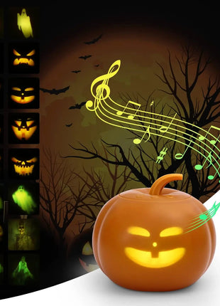 Halloween animated Pumpkin projection lamp, 16 animations and sound effects, English version, built-in projector speaker for Fam - Riparo82