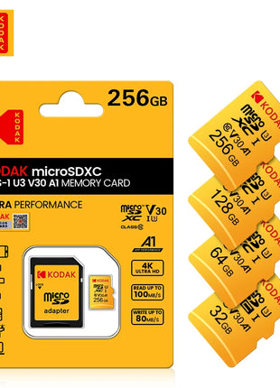 KODAK EVO Plus scheda di memoria da 128GB 256GB U3 4K Micro SD Card 64GB 32GB SDHC Microsd UHS-I C10 TF Trans Flash Microsd 100 MB/S