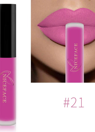 NICEFACE Nude Liquid Lipstick Ultra Matte Velvet Long Lasting Women Beauty Red Nonstick Cup Waterproof Lip Gloss Lips Cosmetics - Riparo82