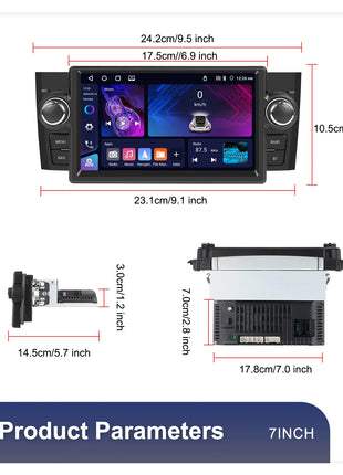 Podofo 7" Car Radio Wireless CarPlay Android Radio For FIAT Punto 2005-20009/Linea 2007-2011 Multimedia GPS FM WIFI BT Autoradio - Riparo82