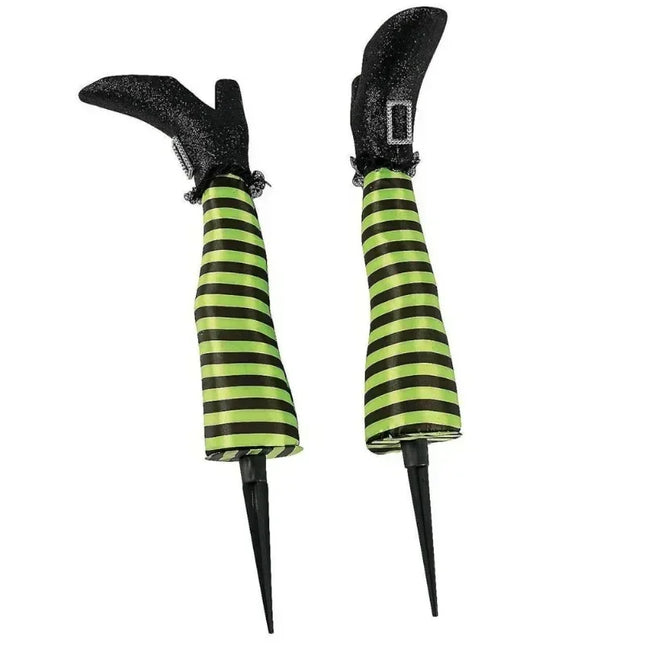 2pcs Halloween Evil Witch Legs Prosthetic Ornament Outdoor Yard Garden Patio Lawn Stake Halloween Party Decoration Props