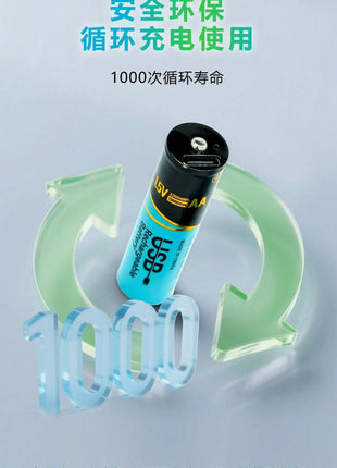 Batteria AA da 6 pezzi con cavo USB tipo C Batteria ricaricabile agli ioni di litio, batteria AA da 1,5 V, batteria AA da 2200 mWh - riparo82