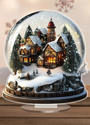 8 pollici 2D colorato casa di neve di Natale decorazione da tavolo in acrilico villaggio di famiglia statua in miniatura regalo a tema casa delle vacanze