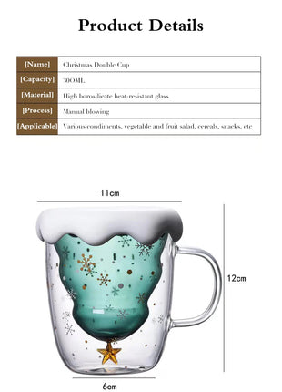 Tazza di Natale Tazza da tè Set di decorazioni regalo di Capodanno Albero di Natale Bicchieri Tazza Decorazione per feste Tazza da caffè Cartone animato Vetro carino - riparo82