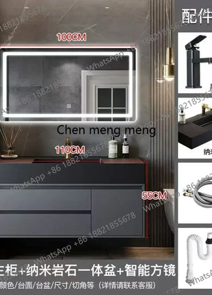 B567 Combinazione di mobili da bagno con cassetto lavabo integrato Rock Vanity Mobiletto da bagno intelligente Lavandino Lavabo Mobili