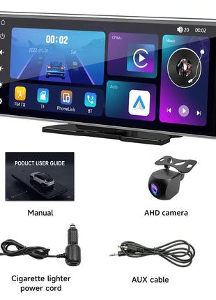 11.26 inch IPS Touch Screen Multimedia Video Player Portable 4K DVR Wireless CarPlay/Android Auto Dual Lens Driving Recorder - Riparo82