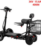 Scooter Mobilità 4 Ruote 500W Doppio Motore 36V - Pieghevole Anziani 3 Velocità - riparo82