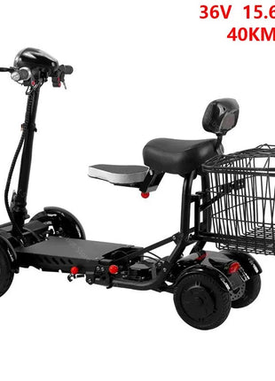 Scooter Mobilità 4 Ruote 500W Doppio Motore 36V - Pieghevole Anziani 3 Velocità - riparo82