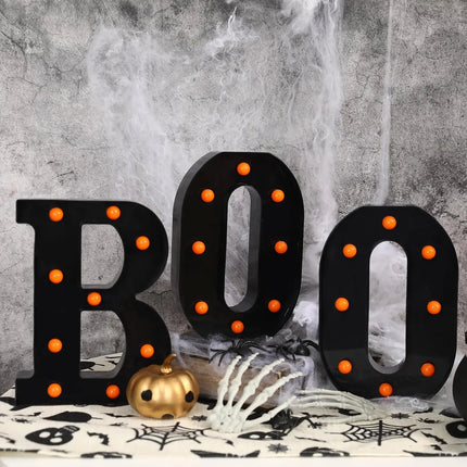 3pcs Halloween Decorative Lights 21.5CM LED Letter Lights "BOO" Halloween Ornaments for Tables Fireplaces Halloween Decoration