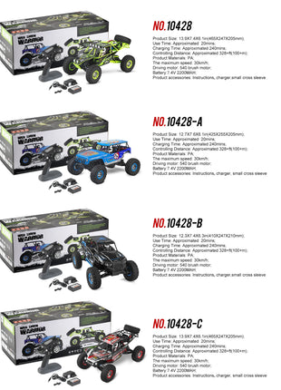 Giocattolo per bambini Hot WLtoys 10428 RC Auto 45CM 2.4G Scala 1:10 Doppia velocità Radiocomando Elettrico Wild Track Warrior