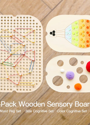 Tavolo sensoriale Montessori per bambini Vassoio sensoriale in legno per bambini Giocattoli per l'educazione precoce del bambino Apprendimento del bordo del movimento fine Regalo - riparo82