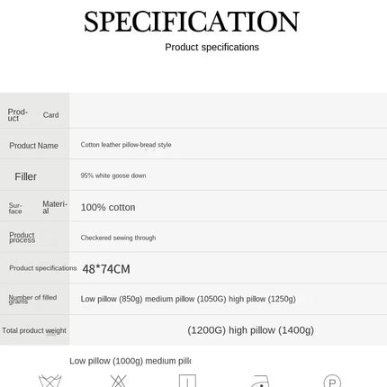 Soft Pillows White Goose Down Feather Pillows for Sleeping Neck Protection Bed Pillows with 100% Cotton Cover