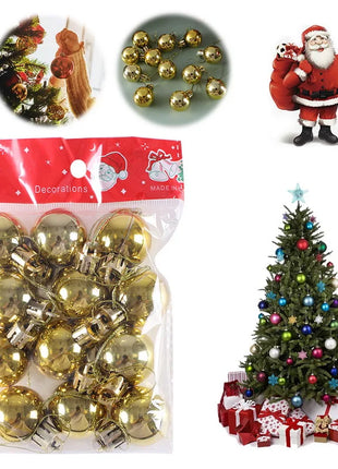 12 pezzi 3 cm palla di Natale ornamento per albero di Natale ciondolo appeso palline glitterate palline decorazione natalizia per la casa regalo di Capodanno - riparo82