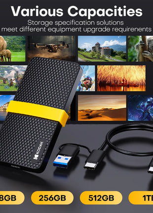 Kodak SSD 1TB X200 SSD portatile USB 3.1 Tipo C Disco rigido esterno 512GB 256GB Unità a stato solido per PS4 Laptop MacBook PC