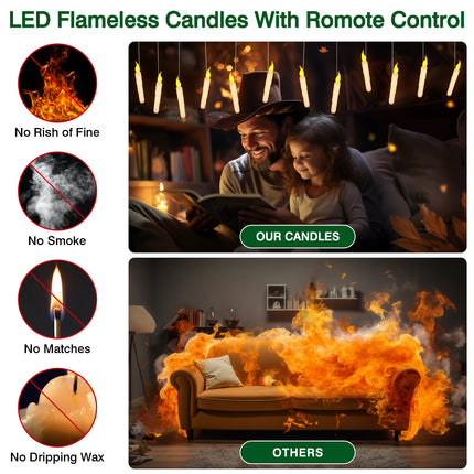 Halloween LED Floating Candles with Magic Wand Remote Battery Operated Potter Floating Candles Warm Light Home Party Decoration