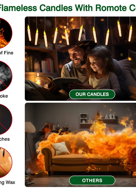 Halloween LED Floating Candles with Magic Wand Remote Battery Operated Potter Floating Candles Warm Light Home Party Decoration - Riparo82