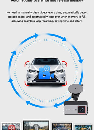 Dash Cam Car DVR HD 1080P Night Vision Dual Lens Front and Rear Camera Reversing Image Car Charge Driving Recorder Black Box - Riparo82