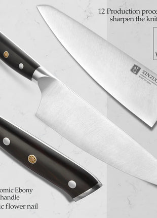 XINZUO Premium Modern 1-8PCS Din 1.4116 Stainless Steel Chef, Santoku, Utility & Paring Knife Set with Black - Riparo82