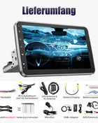 ESSGOO 10.1 Inch 8 Core 6G+128G Carplay 4G Android 14 Car Radio 1 DIN Rotatable Screen GPS NAVI AM DSP USB Wifi with Microphone - Riparo82