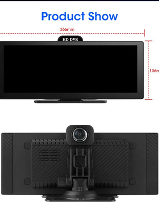 11.26 Inch 4K DVR Wireless CarPlay & Android Auto Dash Cam Bluetooth Audio GPS Navigation Dashboard Dual Lens Video Recorder - Riparo82