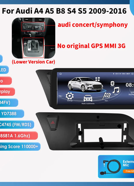 10.25"Carplay Android 13 Auto Car radio For Audi A4 A5 B8 S4 S5 2009-2016 car intelligent system Multimedia GPS Stereo Head Unit - Riparo82