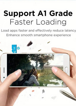 MicroSD HP 64GB per smartphone, ideale per giochi e caricamento veloce su riparo82
