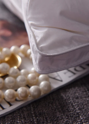 Luxury 100% Goose Down Feather Stuffed Pillows Pinch Pleat Design Neck Protection Bed Pure Cotton Cover Cushion for Sleeping - Riparo82