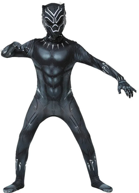 Marvel Black Panther Costume Bambini Bambino Supereroe Black Panther Cosplay Tuta Tuta Costumi di Carnevale di Halloween