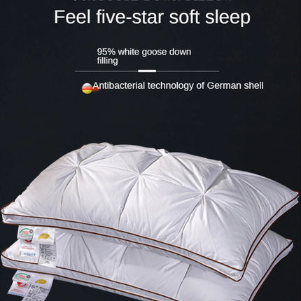 Soft Pillows White Goose Down Feather Pillows for Sleeping Neck Protection Bed Pillows with 100% Cotton Cover