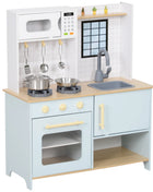 Aiyaplay Cucina per bambini con fornello sonoro Forno Rubinetto Lavello Microonde e Accessori da cucina Blu - riparo82