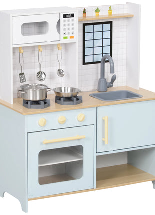 Aiyaplay Cucina per bambini con fornello sonoro Forno Rubinetto Lavello Microonde e Accessori da cucina Blu - riparo82